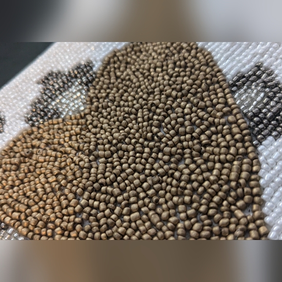 Francesca's Glass Beaded Pouch Clutch Bag Purse Gold Heart Leopard Cougar Spots - Picture 4 of 7